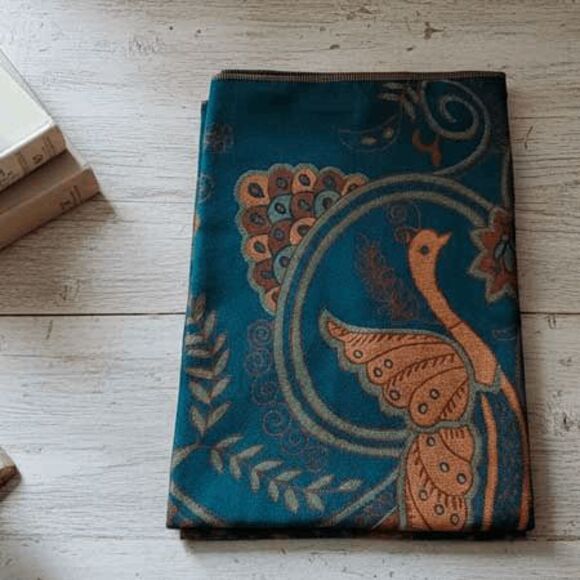 Ladies Elegant Peacock Scarf - Picture 2 of 5